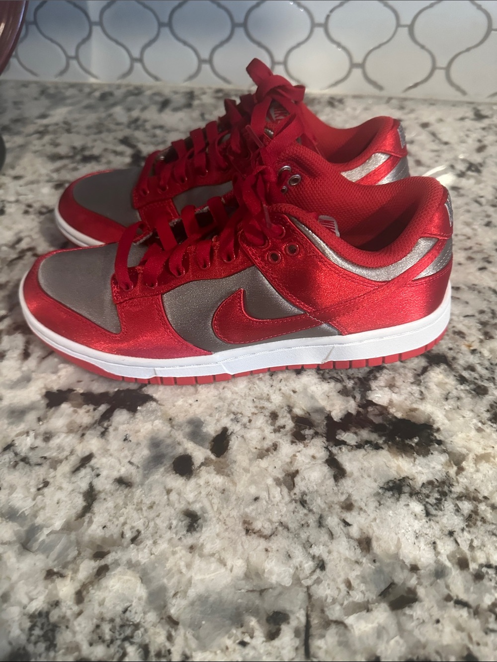 Nike Red and Silver Low-Top Sneakers with White Midsole